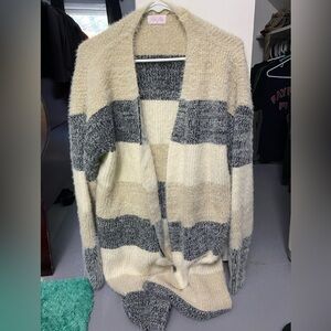 Pink lily fuzzy cardigan